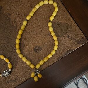 A set of necklace and bracelet- Yellow Jade Style Stone Beads. New without tags.